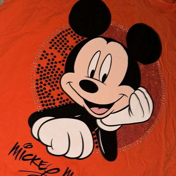Red Mickey Mouse Graphic Crew Neck T-Shirt - Picture 3 of 3